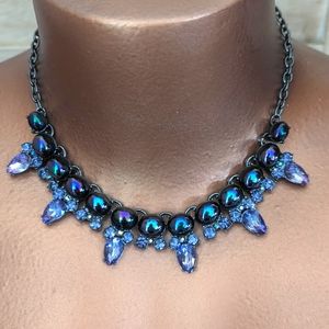 Betsey Johnson Purple Rhinestone Opalescent Necklace and Earrings